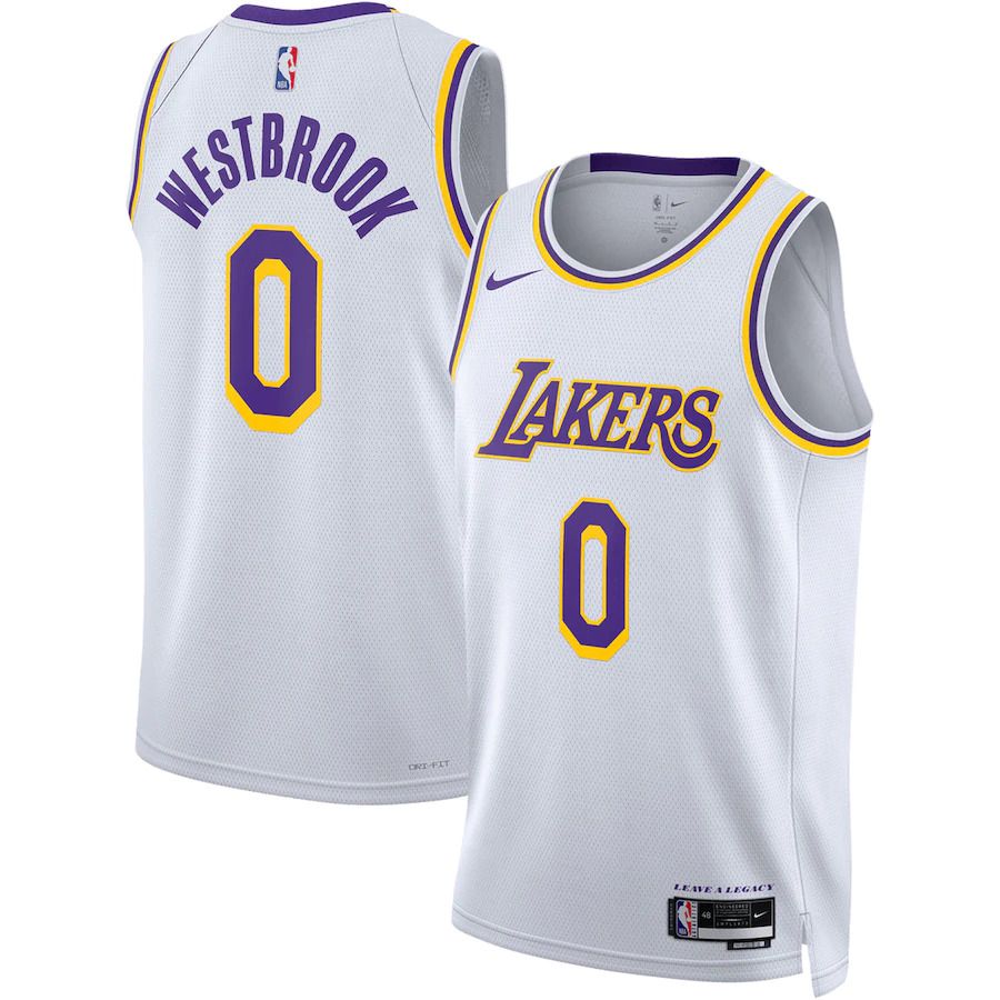 Men Los Angeles Lakers #0 Russell Westbrook Nike White Association Edition 2022-23 Swingman NBA Jersey